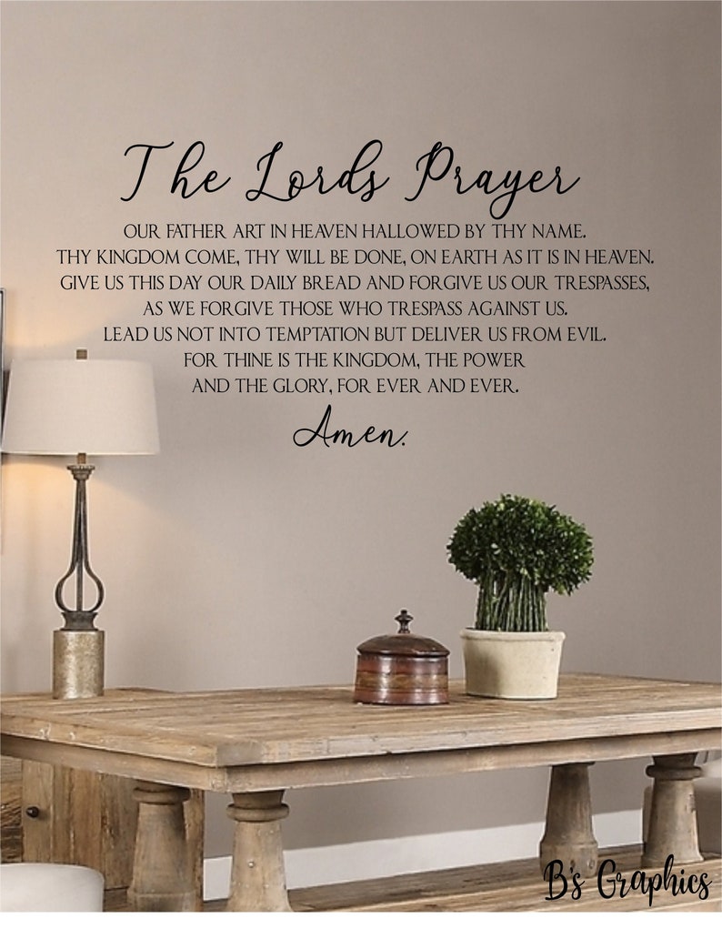 The Lords Prayervinyl Wall Decallettering Dining Room Etsy