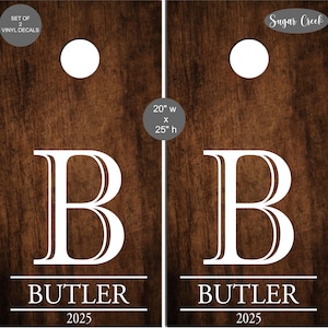 Cornhole Decals-Monogram with Last Name- Wedding Cornhole-Anniversary-Birthday-Personalized Cornhole-Custom Cornhole Decals-Two Vinyl Decals