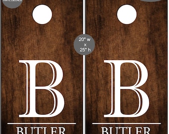 Cornhole Abziehbilder-Monogramm mit Nachname-Hochzeit Cornhole-Jubiläum-Geburtstag-Personalisierte Cornhole-Custom Cornhole Abziehbilder-Zwei Vinyl Abziehbilder
