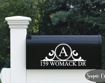 Mailbox Vinyl Decal-Custom Initial and Address #5-Set of TWO-Vinyl Lettering-Curb Appeal- Mailbox Decal- Address for Mailbox- Address Decal