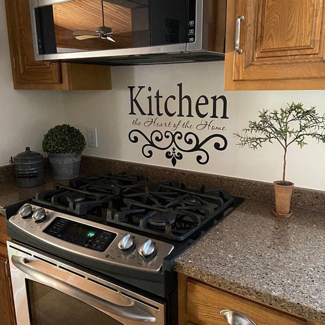 THE KITCHEN HEART OF OUR HOME Tile Decal Sign Funny KITCHEN Decor