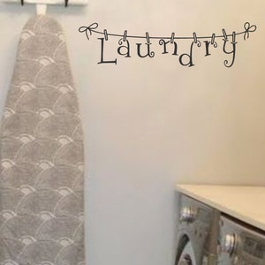 Laundry Vinyl Wall Decal Laundry Clothesline Decor Lettering Art Laundry Room Humor image 1