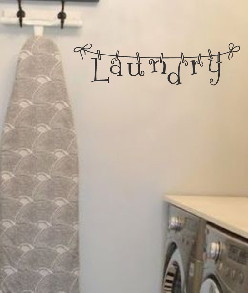 Laundry- Vinyl Wall Decal- Laundry Clothesline -decor Lettering Art ...