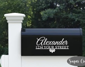 Mailbox Vinyl Decal-Custom Name and Address-Set of TWO-Modern Address-Street Address-Vinyl Lettering-New Home-Curb Appeal-Mailbox Decal