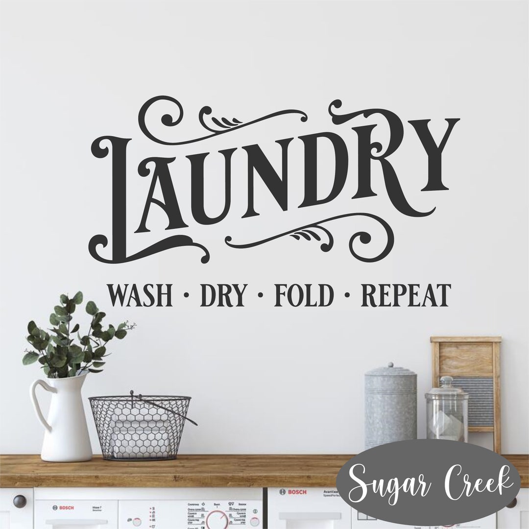 Laundry Wash Dry Fold Repeat #3-vinyl Wall Decal-laundry Room Decor ...