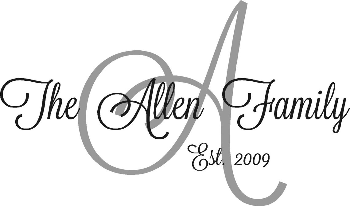 Vinyl Wall Decal Personalized Family Name With Est. Etsy