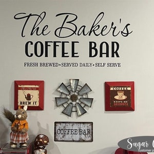 Coffee Bar Personalized With Your Last Name-Vinyl Wall Decal-Kitchen Décor- Dining Room Décor- Wall Décor-Farmhouse Quotes- DIY- Sign Making
