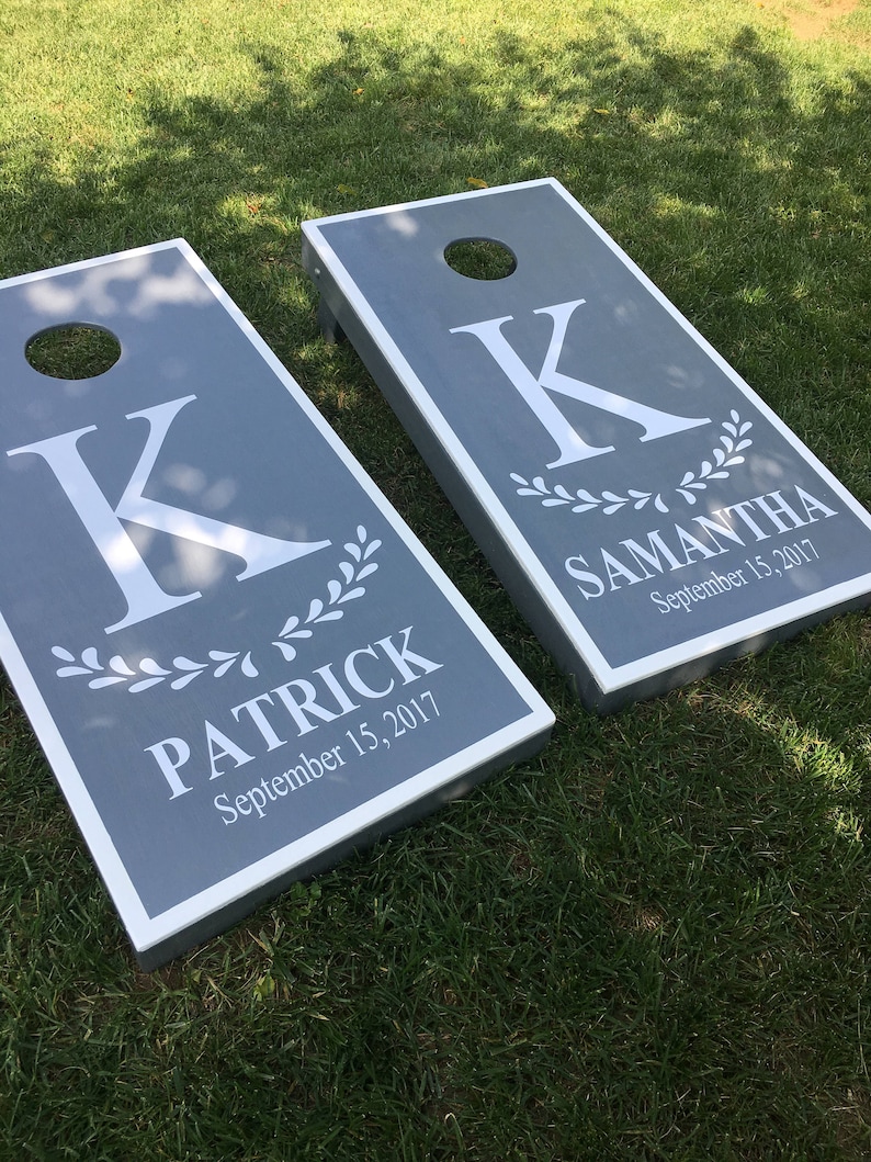 Cornhole Decals Initial Name Est Date Wedding Cornhole Anniversary Birthday-Personalized Cornhole Custom Cornhole Decals-Vinyl Decals image 2