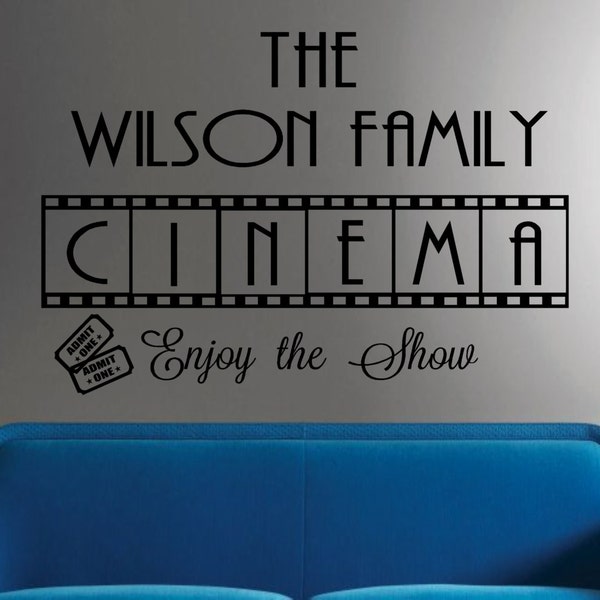 Family Cinema-Vinyl Wall Decal Personalized Wall Quotes Movie Room Decor