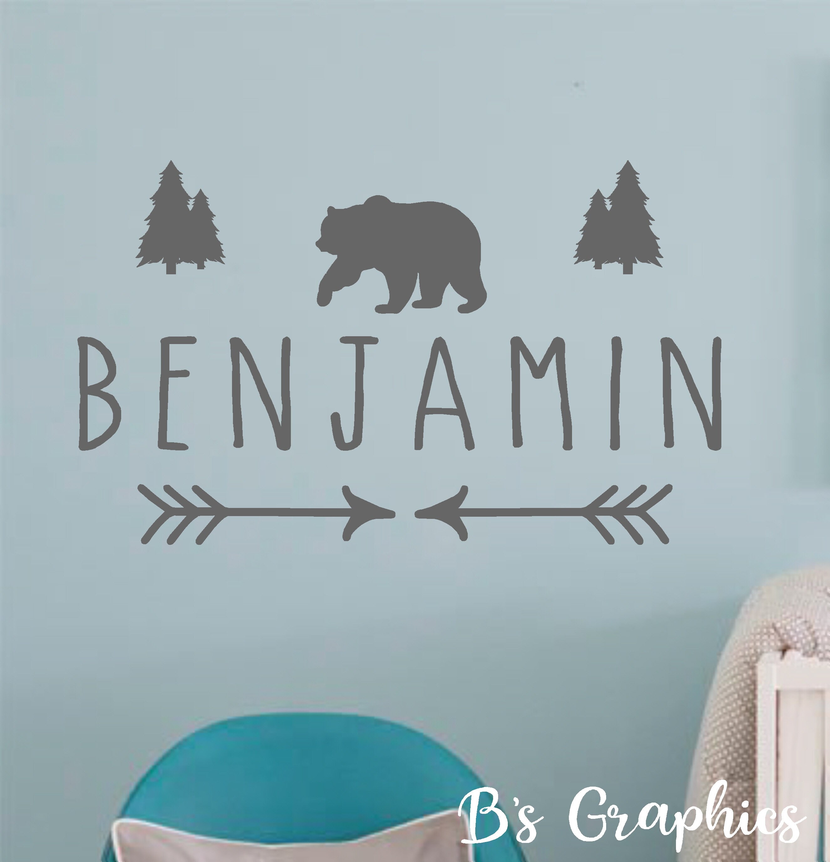 Woodland Animal Name Vinyl Wall Decal Custom Name With Bear - Etsy Woodland Animal Name Vinyl Wall Decal Custom Name With Bear - Etsy