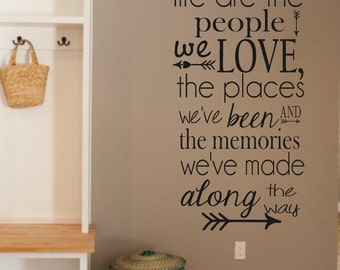 Vinyl Wall Decal-The Best Things in Life- People- Love- Memories- Vinyl Wall Quotes- Family Decor- Living Room Decor