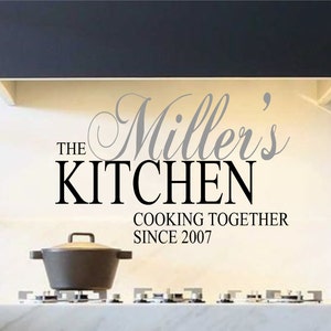 Kitchen Vinyl Wall Decal- Personalized Kitchen Cooking Together Since with Est. Date Vinyl Wall Decal Quotes