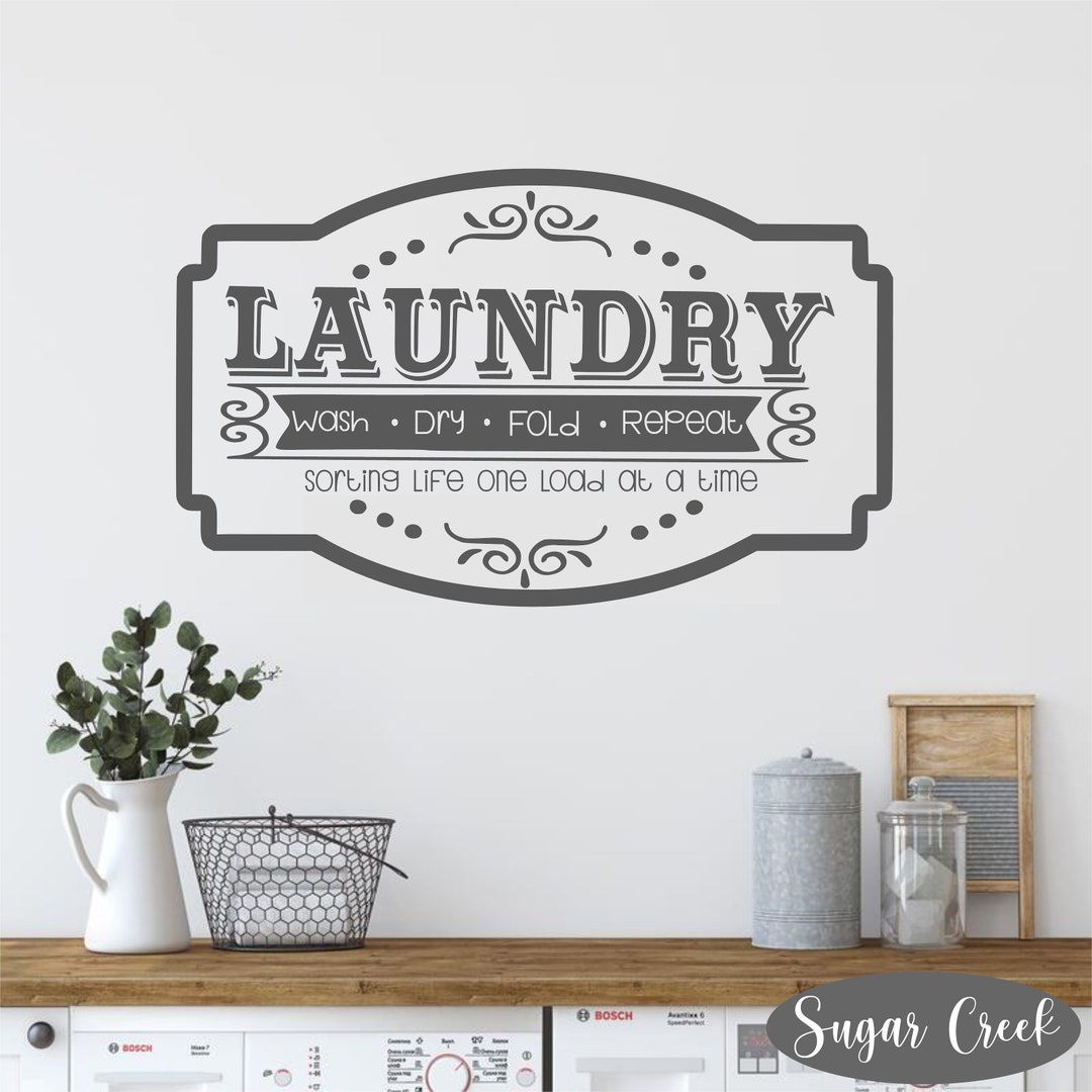 Laundry Room Wash Dry Fold Repeat #2-vinyl Wall Decal-laundry Room ...