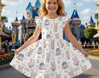 Judy Hopps Zootopia Girl Ruffle Dress, Officer Bunny Power Kids Outfit, Custom Zootopia Toddler Dress, Disney Bound Princess Birthday Gift