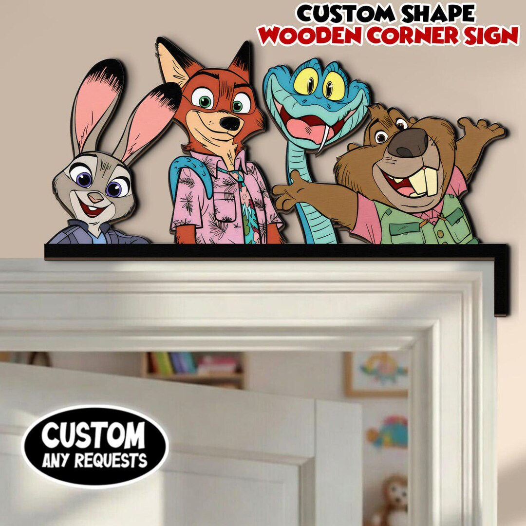 Disney Zootopia Door Corner Sign, Nick and Judy Wall Art, Gary De'snake ...