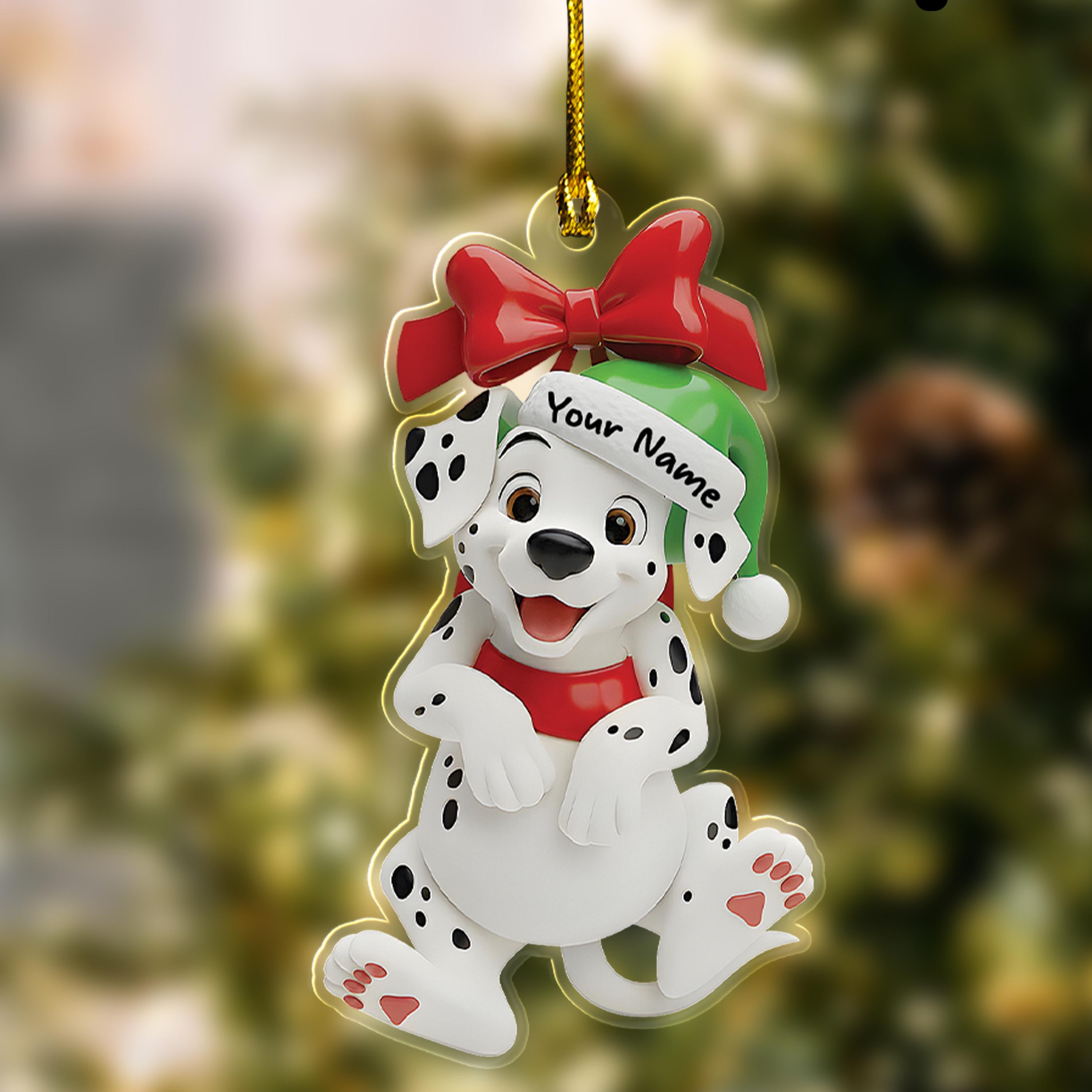 Discover Custom Dalmatians 2D Flat Acrylic ornament, 101 Dalmatians Dogs Ornament, Personalized Boys Name Hanging Decorations