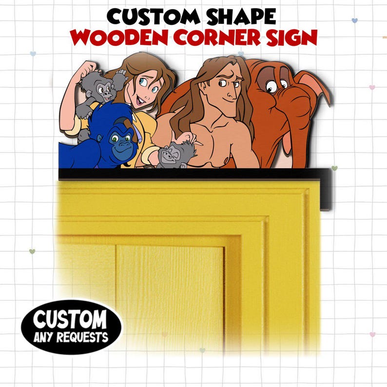 Tarzan And Jane Wood Door Corner Sign Terk And Tantor Door Decor Tarzan And Jane Wood Door Corner Sign Terk And Tantor Door Decor