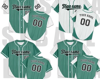 Personalized Green Team Baseball Jersey, Sports Team Kid Youth Adult Baseball Team, Custom Name Team Family Baseball Mom Dad Kids Matching
