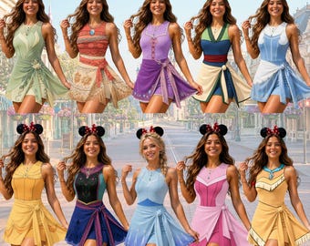 Princess Inspired Wrap Skort Dress, Movie Princess Halloween Cosplay Costume, Magic Kingdom Theme Park Vacation Outfit, Cute Festival Dress