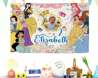 Personalized Photo Princess Banner , Disney Princesses Banner, Disney Princesses Personalized Banner, Party Decor
