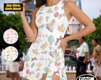 Princess Icons Skort Dress, Magic Kingdom Tennis Dress, Princess Bound Women Outfit, Fairy Tale Summer Activewear,   Park Dress