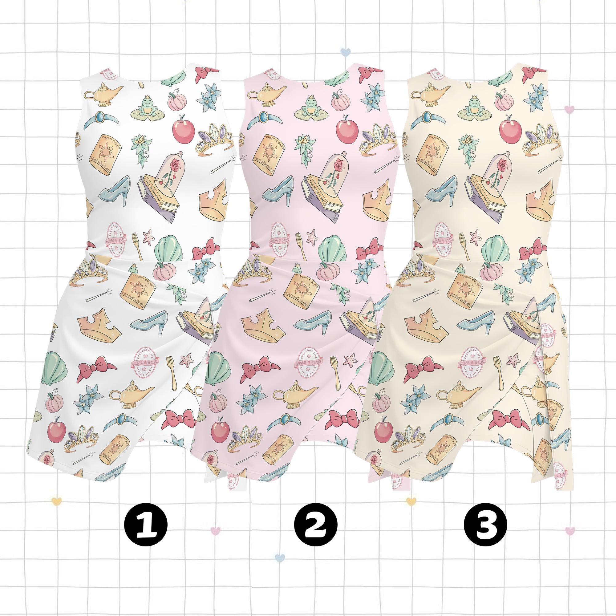 Discover Disney Princess Icons Skirt Dress, Magic Kingdom Tennis Dress, Princess Bound Women Outfit, Fairy Tale Summer Activewear, Disney Park Dress