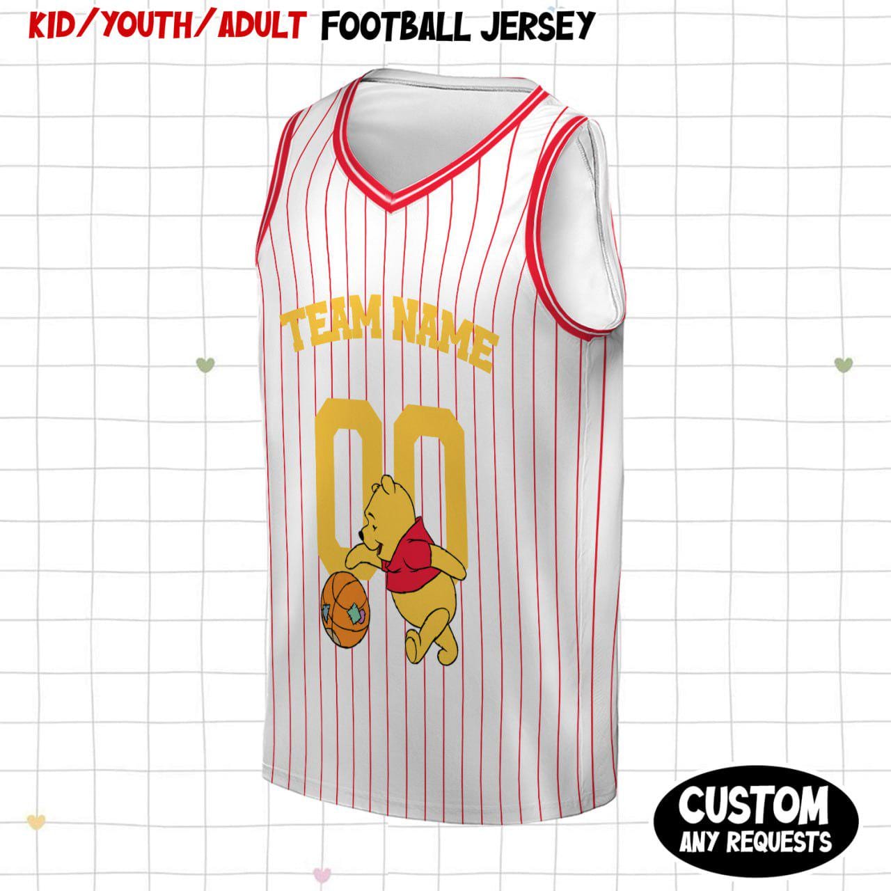 Discover Custom Winnie the Pooh Basketball Jersey, Personalized Disney Pooh & Friends Kids Jersey