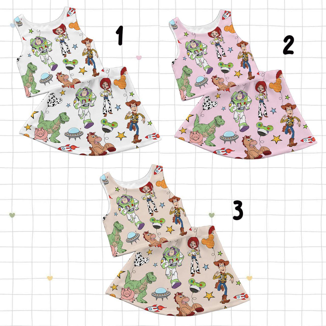 Discover Disney Toy Story Activewear Set, Woody Buzz Lightyear Jessie Tank Top and Skirt, Girls Wear, Pixar Kids Outfit
