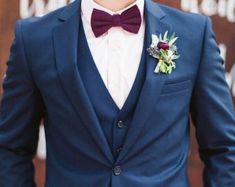Men&#39;s Navy Blue 3-Piece Suit: Slim Fit Wedding Groom Attire