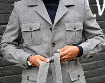 Custom Grey Tweed Suit: Men&#39;s Wedding, Prom, Groom Wear