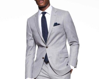 Men Custom Stylish Grey Two Piece Style Men&#39;s Suit for Wedding, Winter, Prom, Party, Groom wear and Groomsmen Suits Gift for Him
