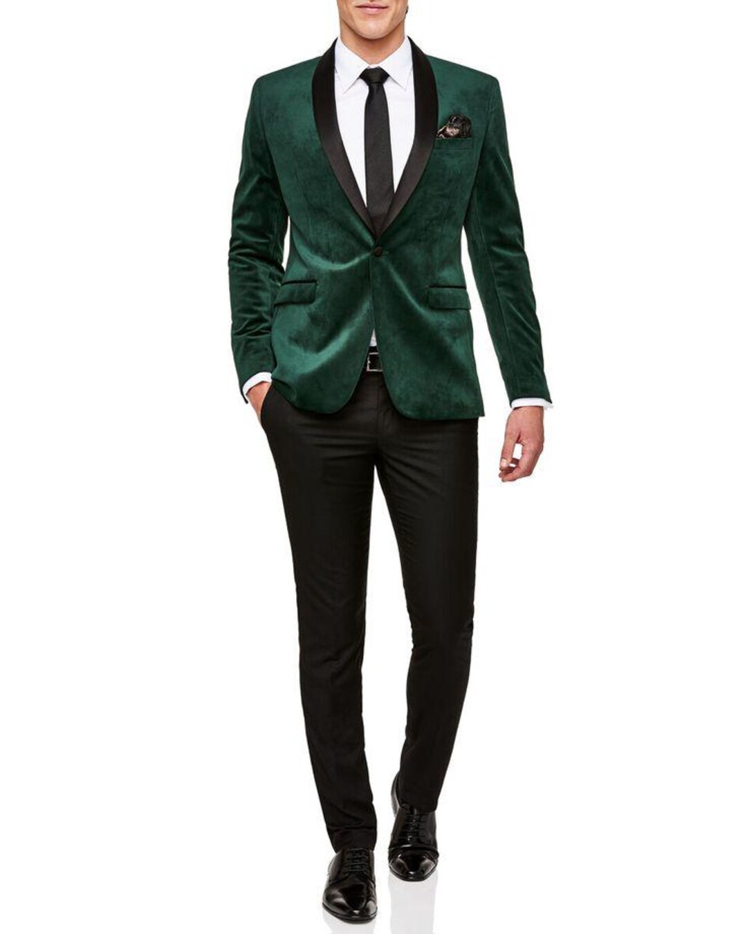 Emerald Green Tuxedo + Black Vest and Pants