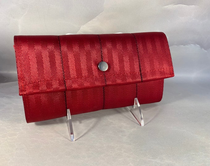 The “Bailey” Seat Belt Wallet In Deep Red from FiberTime!