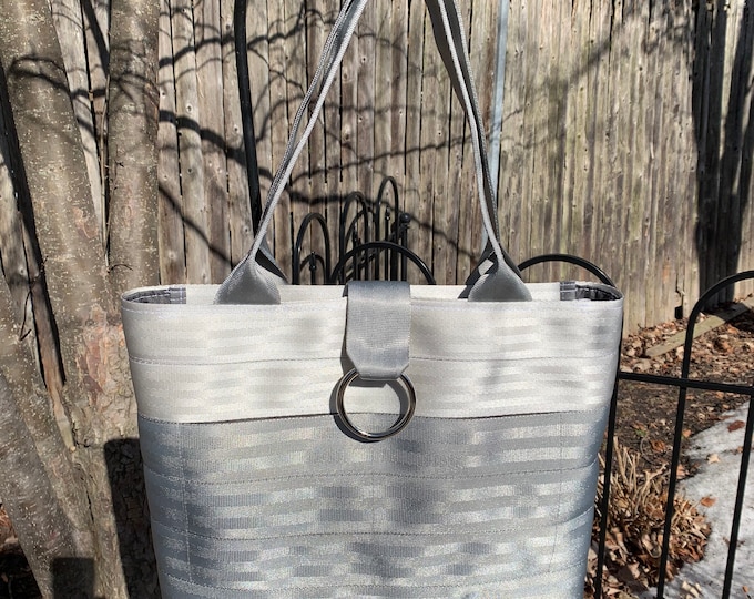 Silver And Gray 2 Block Seat Belt Bag/Tote