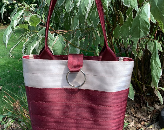 Ruby/Silvery Gold Seat Belt Tote