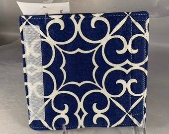 Blue and White Geometric Print Luggage Handle Wrap