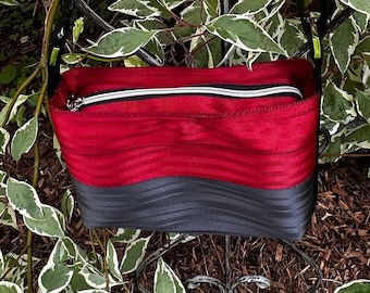 Deep Red and Black Baguette Seat Belt Bag!