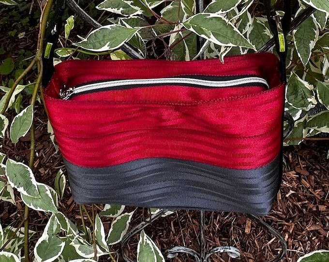 Deep Red and Black Baguette Seat Belt Bag!