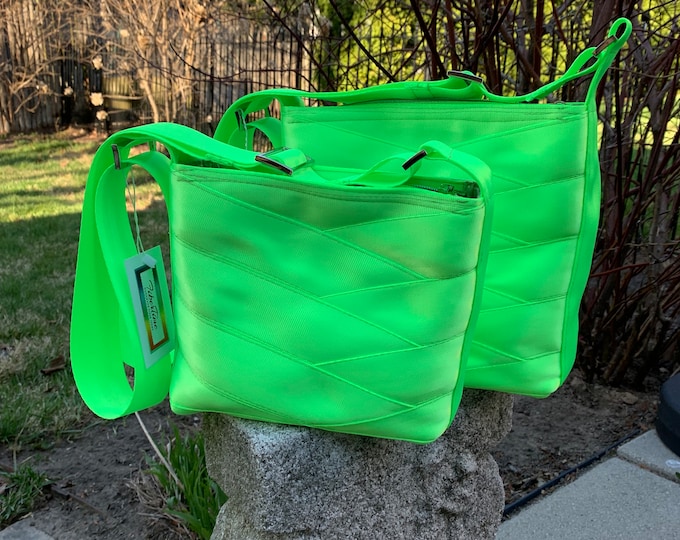 Fluorescent Green Crossbody Sling Seat Belt Bag
