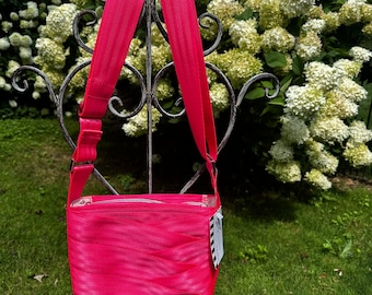 Fluorescent Pink Crossbody Sling Seat Belt Bag