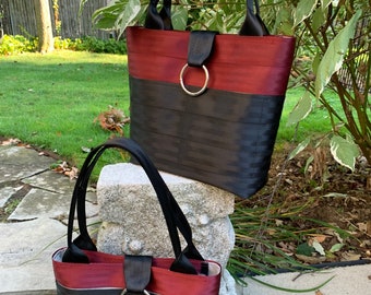 Medium Ruby/Black 2 Block Seat Belt Bag/Tote