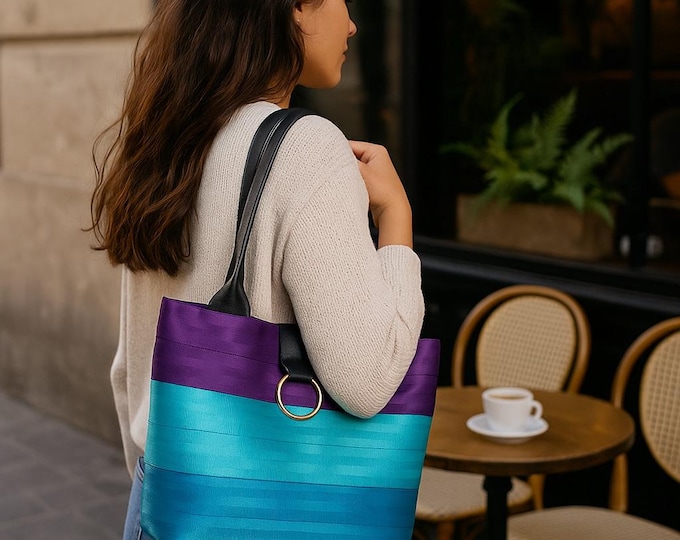Peacock, Teal, Aubergine Seat Belt Tote