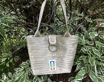 Tan Seat Belt Market Tote Handbag