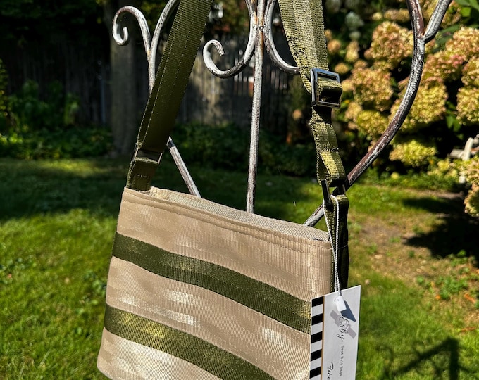 Tan and Olive Medium Baguette Seat Belt Bag!