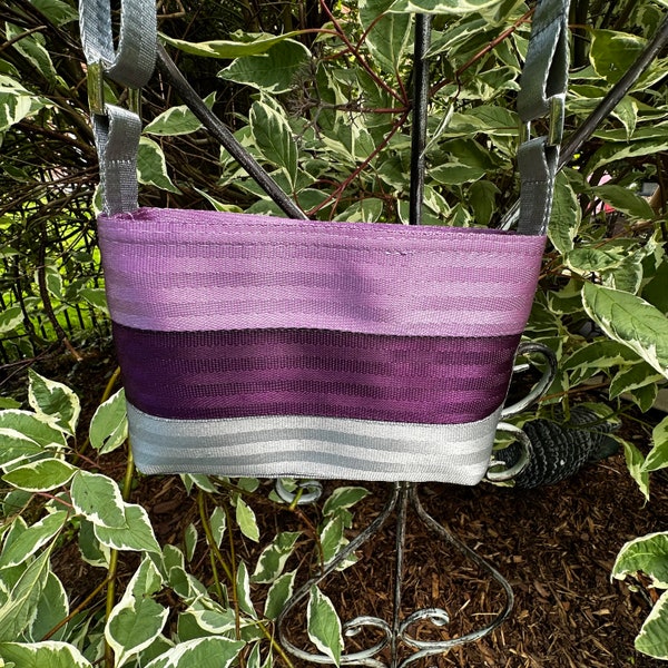 Lilac, Aubergine and Silver Small Baguette Seat Belt Bag!