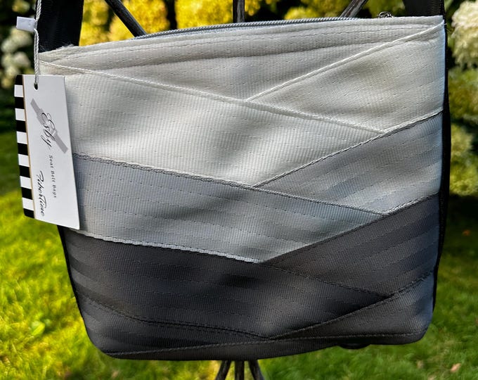White Silver Black Crossbody Sling Seat Belt Bag