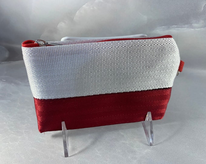 The Brand New “Cheri” Seat Belt Coin Purse in White and Red