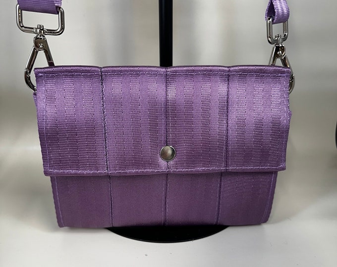 Foldover Crossbody Seatbelt Clutch from FiberTime in Lilac!