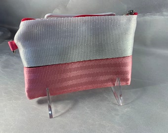 The Brand New “Cheri” Seat Belt Coin Purse In Bubble Gum and White