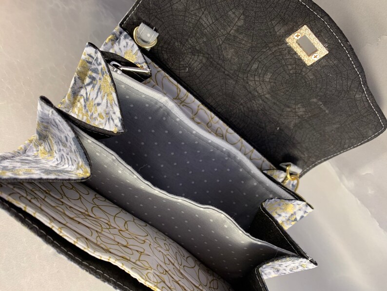 Silver and Gold Geometric Handcrafted ClutchWallet With Wrist Strap